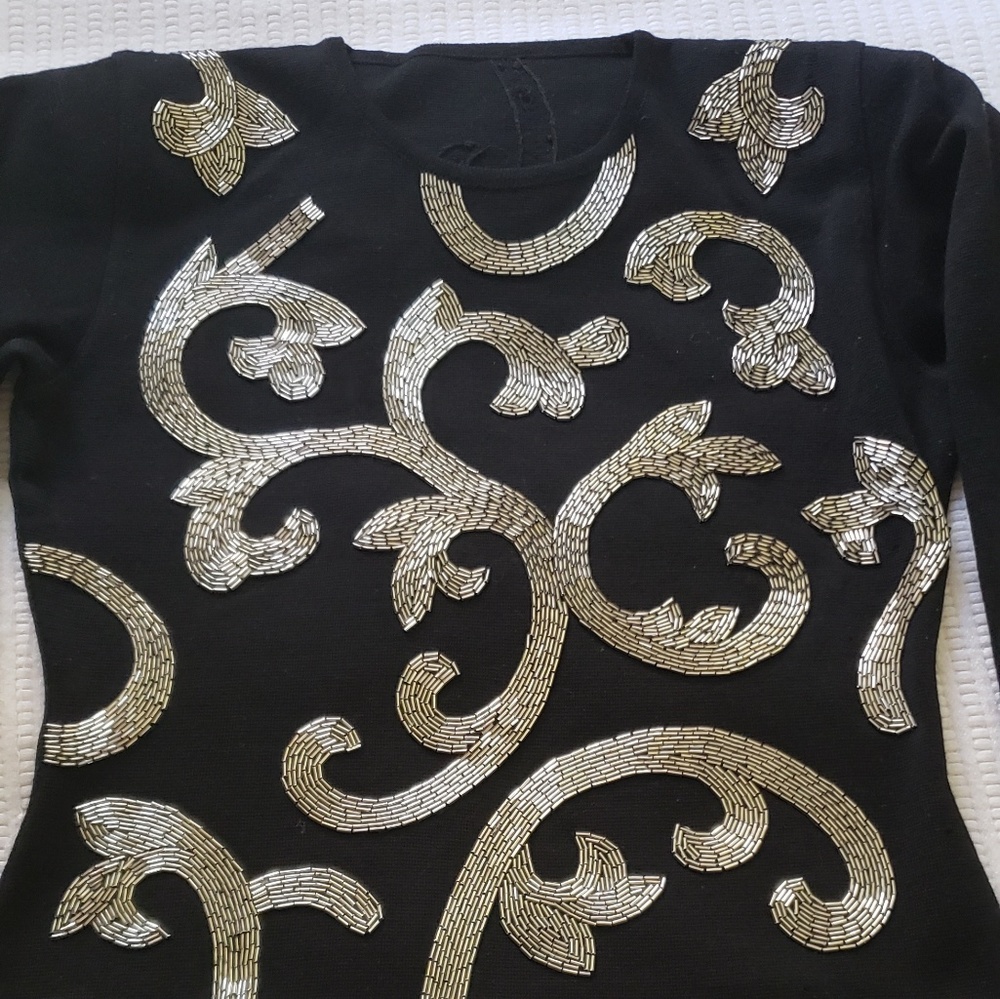 Vintage Beaded Knit Top